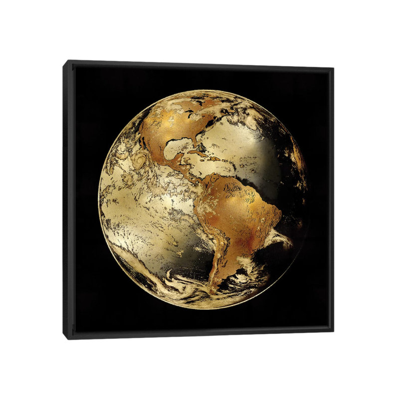 « world turn iv », reproduction d’impression sur toile, H 18 po x l 18 po x P 1,5 po, Toile avec cadre noir, Pas de tapis
