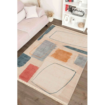 Tapis corail et bleu sarcelle