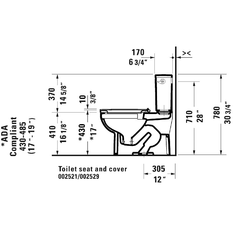 Toilette allongée deux pièces 1,28 GPF (économe en eau) (siège non inclus), Côté droit