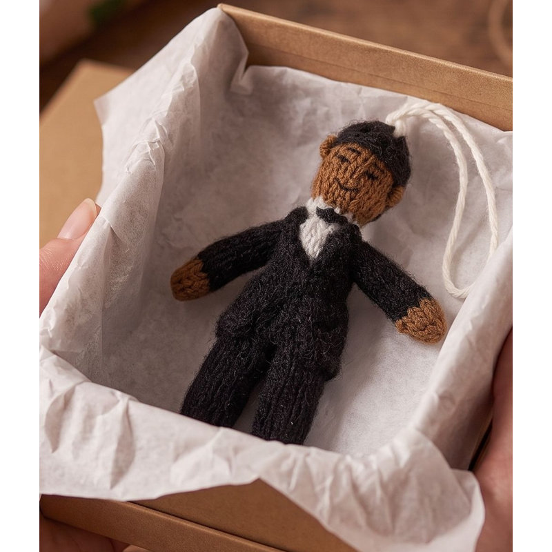 Hand-Knit Groom Hanging Figurine Ornament