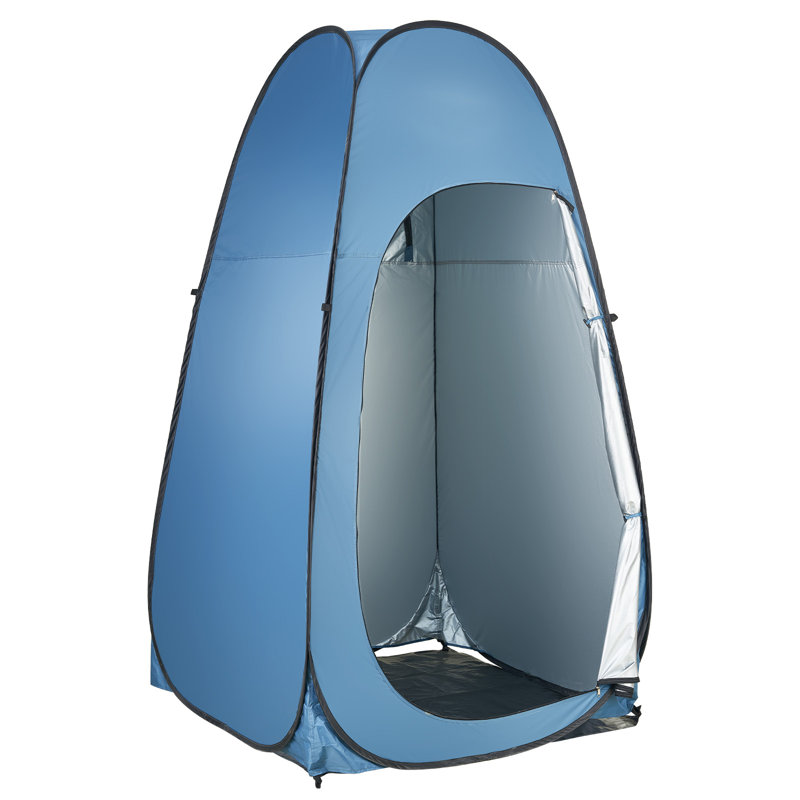 Tente escamotable, vestiaire d'intimité portable instantané avec sac de suspension, piquets de sol, cordes, sac de transport, polyester 190T avec revêtement argenté, installation rapide, pour le camping, la plage, la pêche