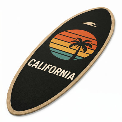 Retro Surfboard Sunset 5' X 8' Area Rug