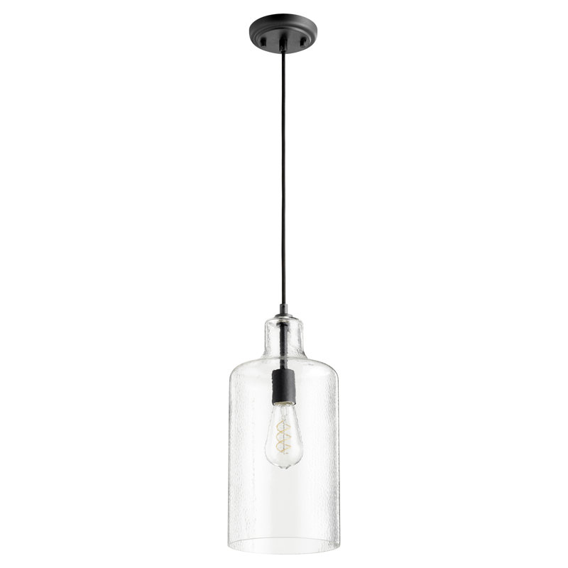 Luminaire suspendu cylindrique simple à 1 lumière Joubert, Noir