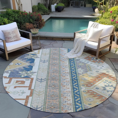 Machine Washable Indoor/Outdoor Chantille ACN1015 Ivory Rug