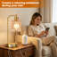 Ensemble de 2 lampes de table modernes de 40 cm avec abat-jour en verre champagne, lampes de chevet à intensité variable avec ports de chargement USB A et C pour chambre ou salon.-1049975347