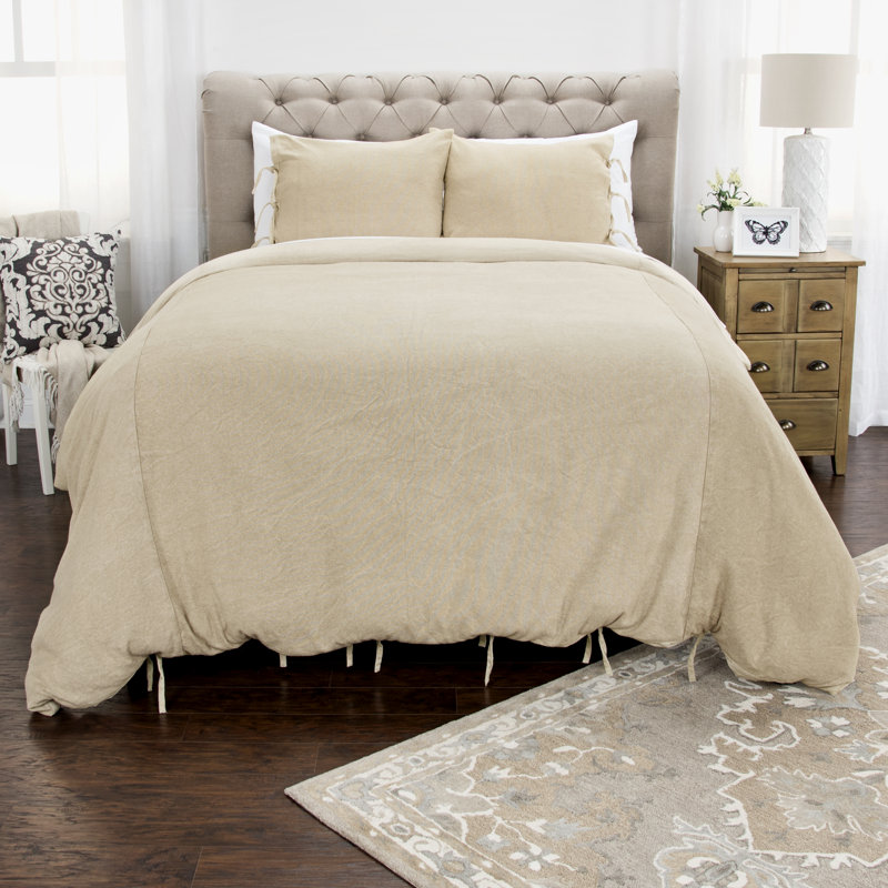 Ensemble de housse de couette, Housse de couette grand + 2 taies décoratives, Beige
