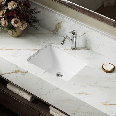 SoftGlow 17.9 in. x 12.8 in. W Rectangle Undermount Bathroom Sink in White Vitreous China with Overflow