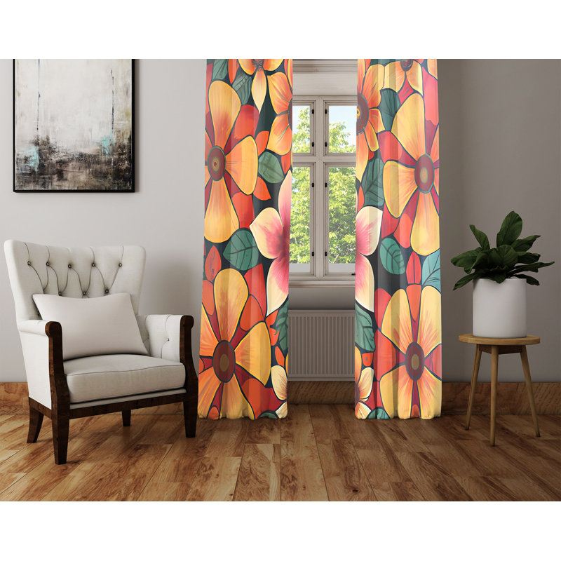 Paire de rideaux semi-transparents en polyester Albinas, L 20 po x L 52 po