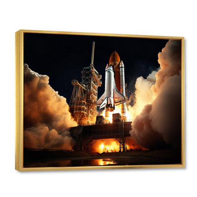 Space Shuttle Captivating Night Launch II - Space Shuttle Canvas Art Print