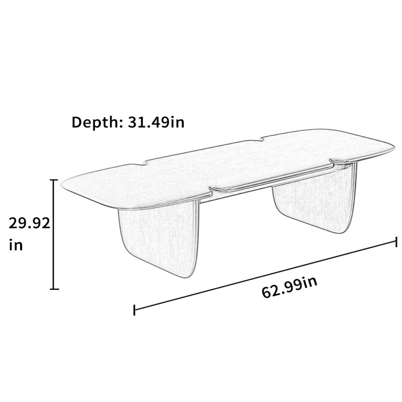 Table basse Modern, H 29,92 po x L 62,99 po x l 31,49 po