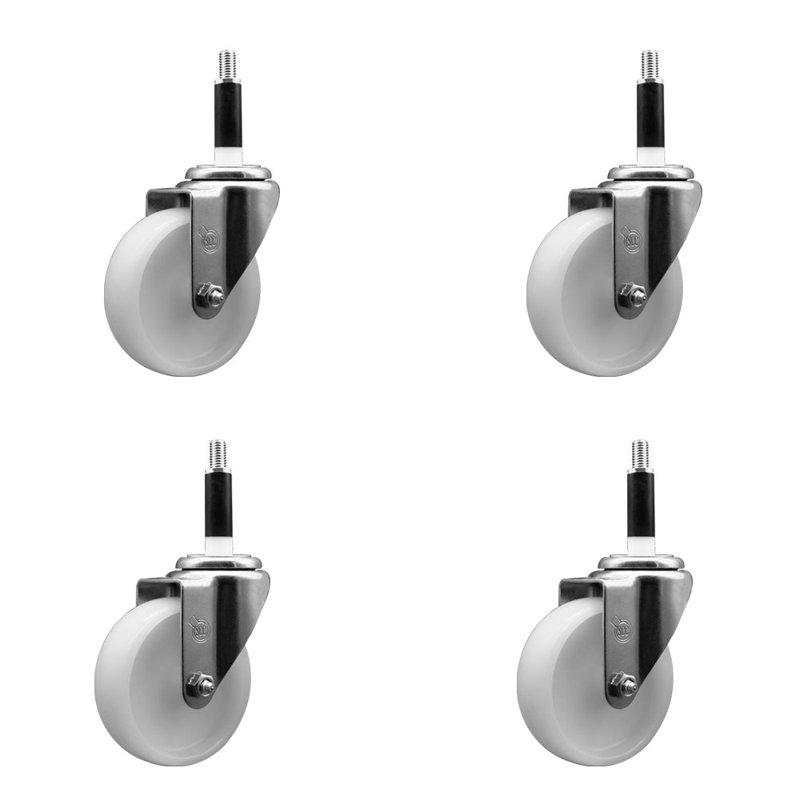 Ensemble de roulettes extensibles pivotantes à roulettes en nylon SCC NB 4 po x 7/8 po