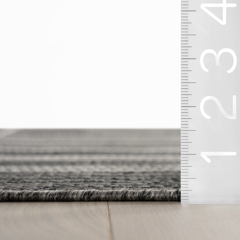  Nerelle Indoor/Outdoor Geometric Area Rug, Gray, Rectangle 4' x 6'