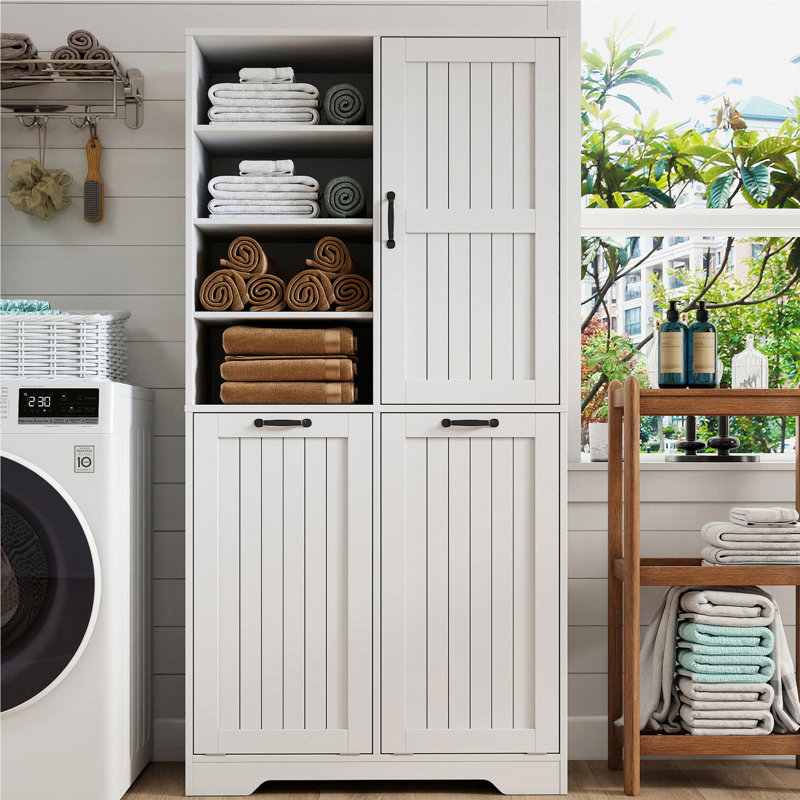 Armoire à linge de 63 po de hauteur avec 2 paniers inclinables