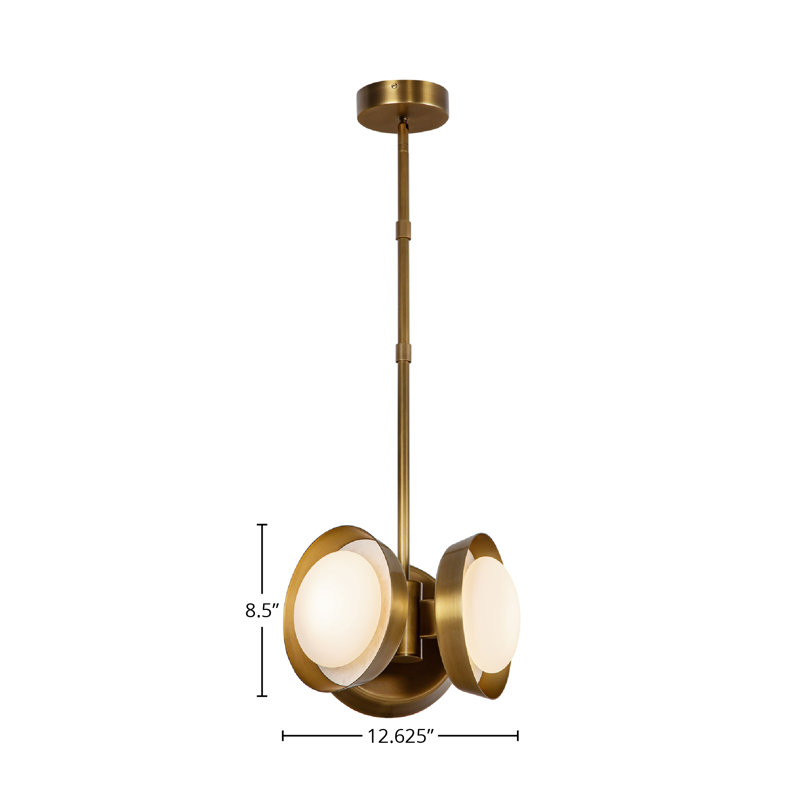 Alonso Vintage Brass LED Pendant with Glass Shade