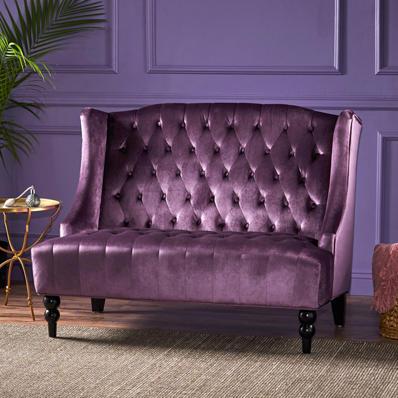 Causeuse, 50.25" W, Purple Velvet, Purple