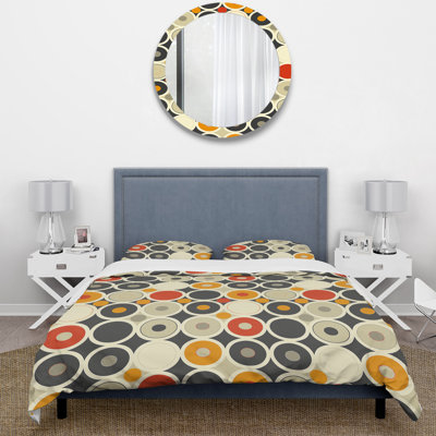 Grey Orange Midcentury - Midcentury Duvet Cover Set