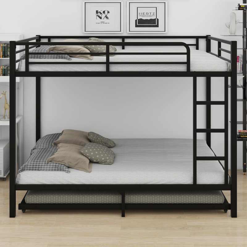 Metal Bunk Bed With Trundle, Full over Full
