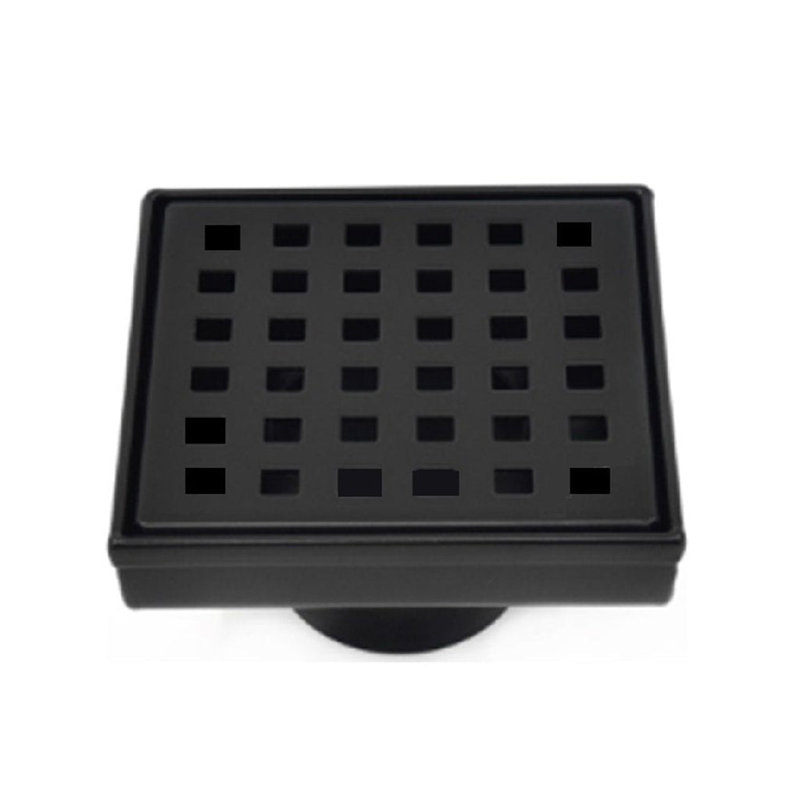 Shower Complements Grid Shower Drain - Floor Mount - 4" Stainless Steel/Brushed Stainless Steel, Matte Black