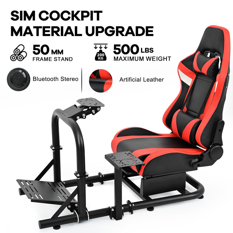 Inbox Zero Adjustable Ergonomic PC & Racing Game Chair with Built-in Speakers