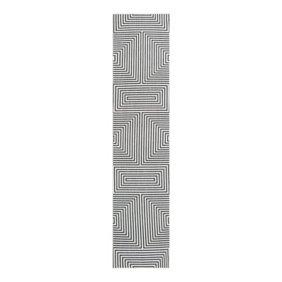 Tapis intérieur / extérieur en polypropylène géométrique tissé à la machine blanc / noir