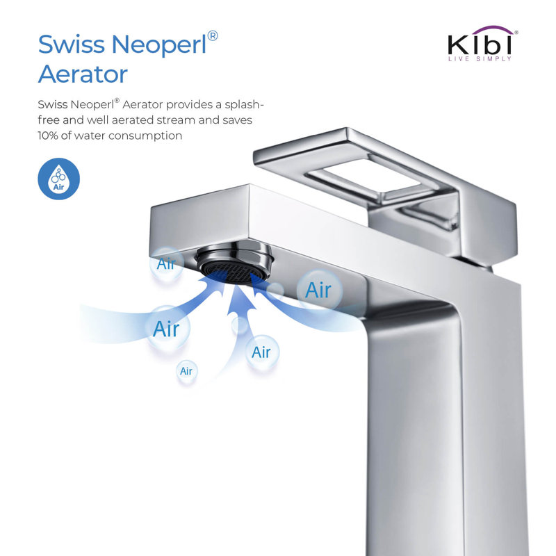 Cube Single-Hole Single-handle Bathroom Faucet, Chrome, No