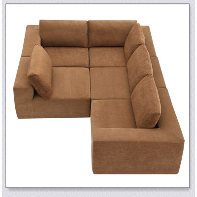 Canapé modulaire de 147 po avec siège large, sans assemblage requis, ensemble de canapé en L, mobilier d'intérieur rembourré en nuage, canapé désossé minimaliste pour le salon, la chambre à coucher, 3 couleurs