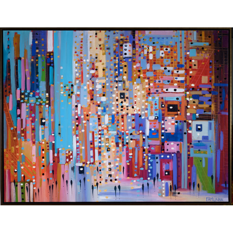 Abstract Print by Ekaterina Ermilkina, Gold, 38" H x 50" W x 2" D