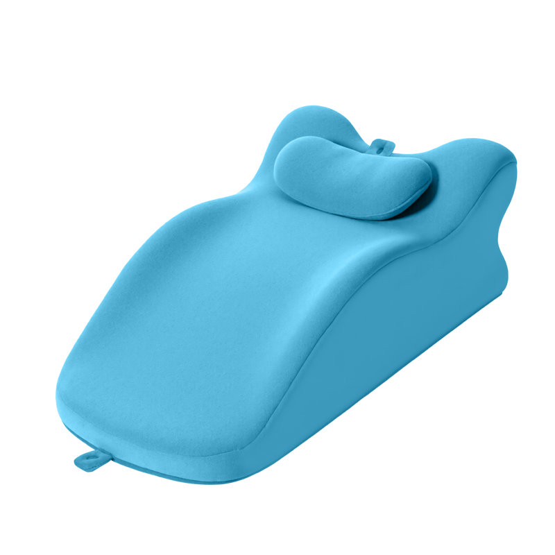 Multi-Functional Memory Foam Bed Pillow - Reading Wedge Pillow for Ergonomic Back Support, Washable Cover, Blue