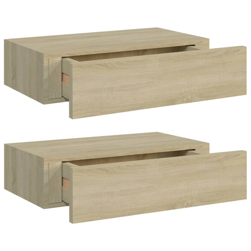 Azarie 2 Piece Floating Shelf, 10cm H x 40cm W x 23.5cm D, Oak