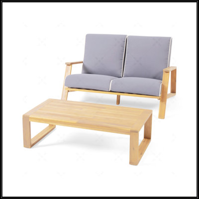 Charmante causeuse et table basse en bois d'acacia pour espaces extérieurs