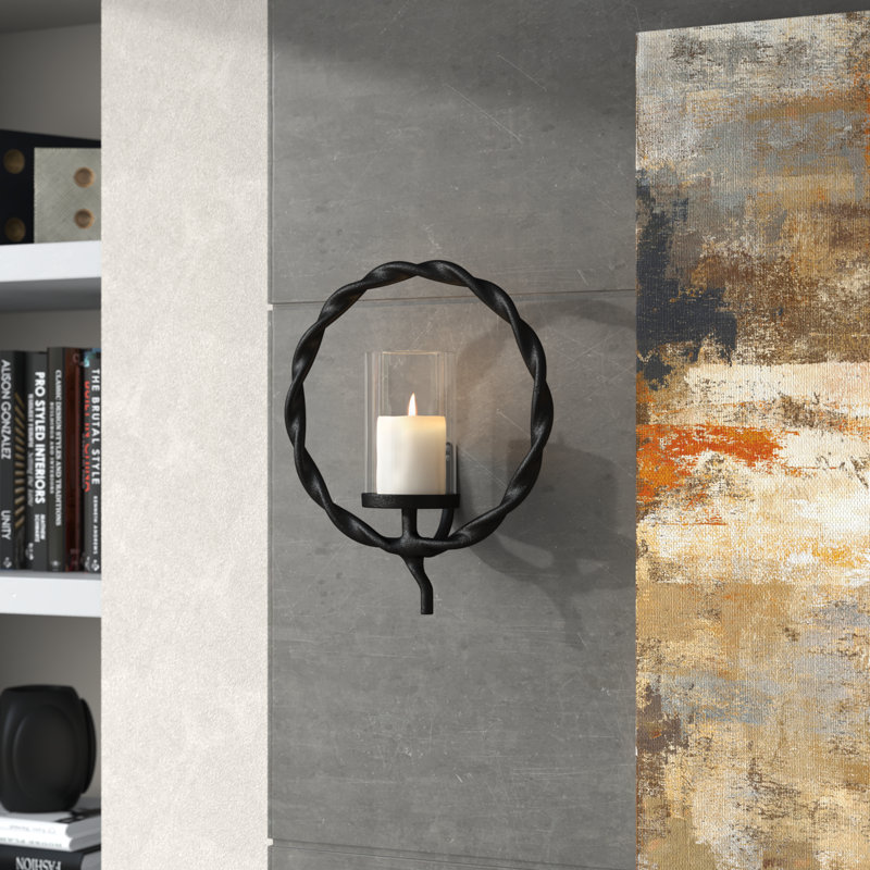 Bougie circulaire tressée en aluminium noir Pilla