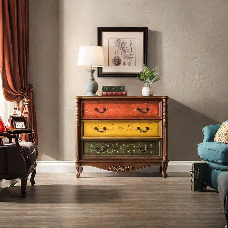 Painted Roman column drawer accent chest