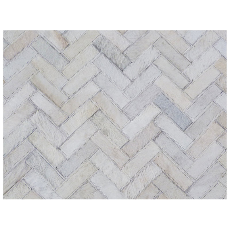 Mosaic Leather Chevron Area Rug, Rectangle 11'6" x 14'6"