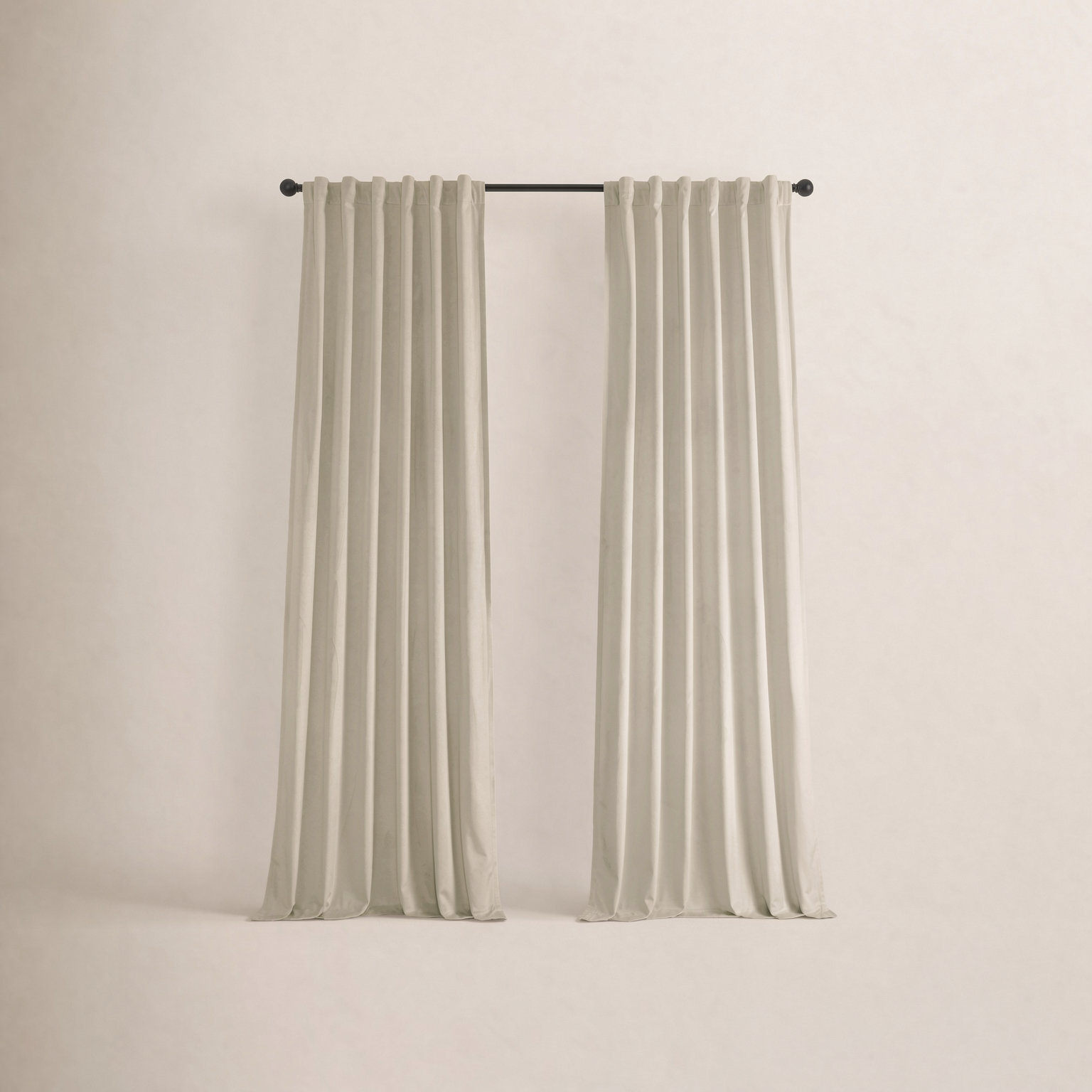 Winnette Velvet Room Darkening Curtain Panels, Light Ivory, 50" W x 108" L