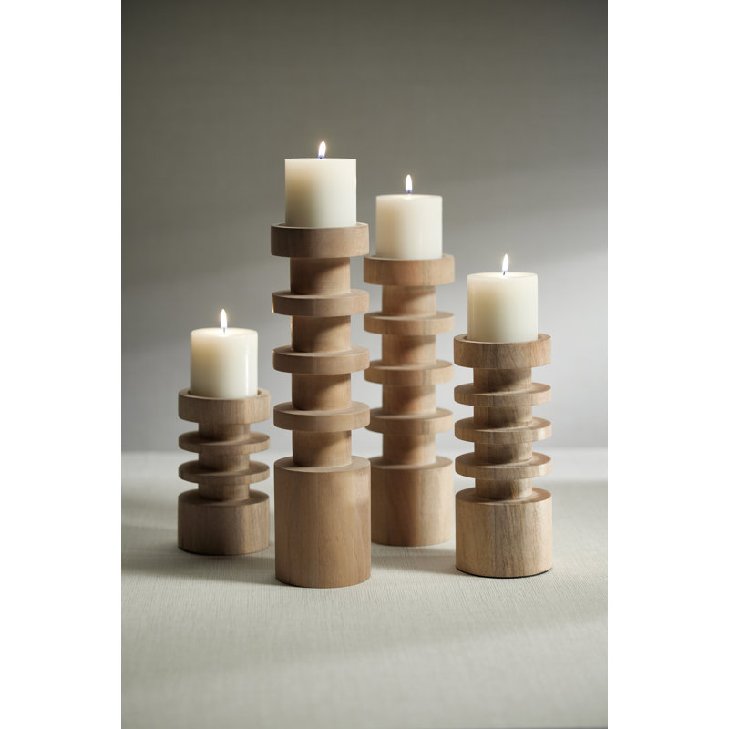 Mango Wood Tabletop Pillar, 13" H x 4" W x 4" D