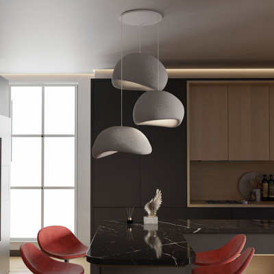 Elegant Adjustable Chandelier, Concrete Grey, 17.7 x 15.7 x 12.6 in | Polymeric Composite Body & Cap | 35-47.2 in Adjustable Height | 3 x E27 Max 40W (Bulbs Not Included) | Stylish Lighting for Modern Interiors