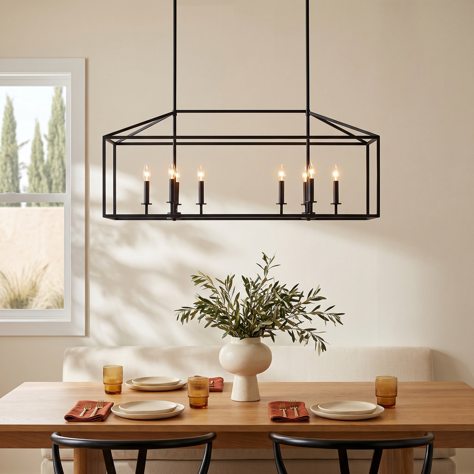 Ellis 8-Light Chandelier, No, Midnight Black