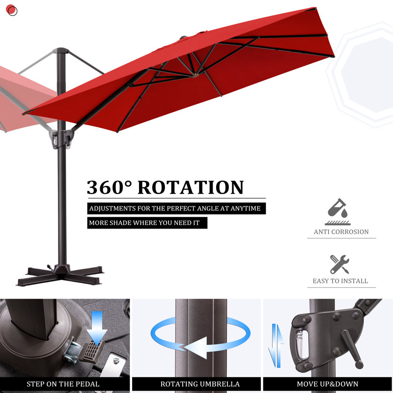 153' X 116' Outdoor Cantilever Umbrella, Weighted Base Does Not Include, Rouge