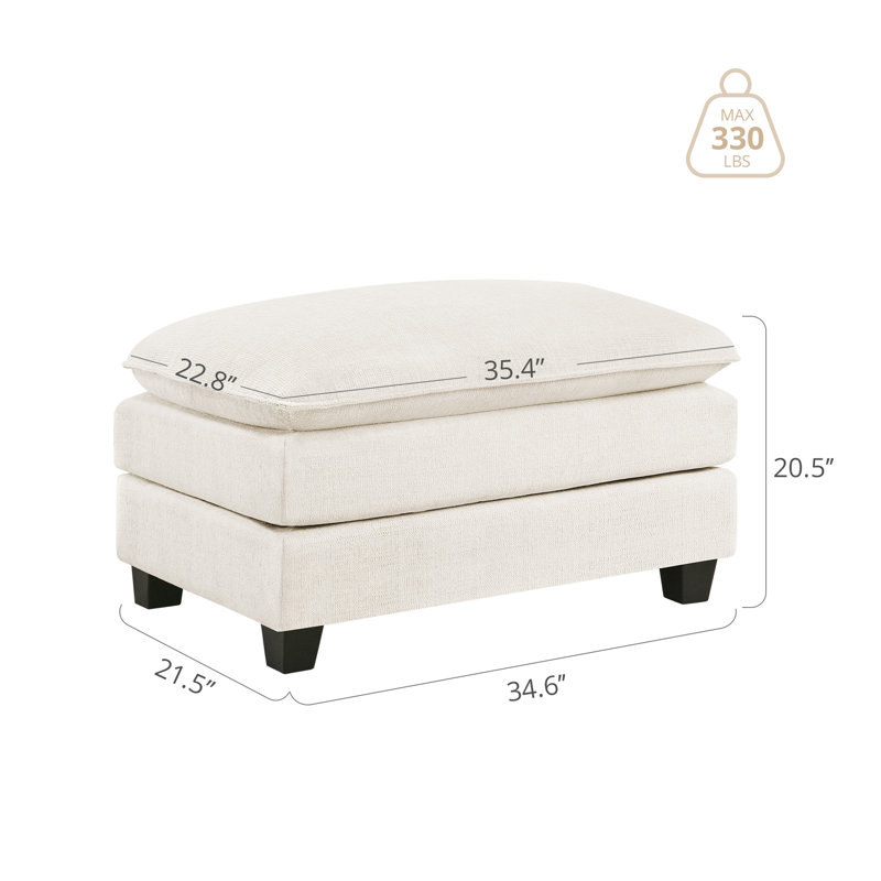 Upholstered Rectangle Ottoman, Beige