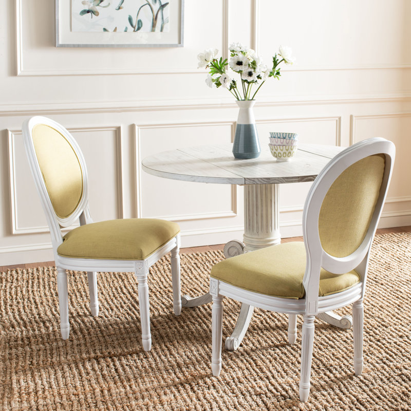 Chaise d'appoint Roi Louis en bois massif Denholme, Vert, Crème