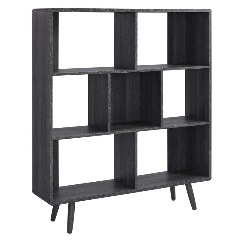 52.5" H x 45" W Wood Cube Bookcase, Charcoal