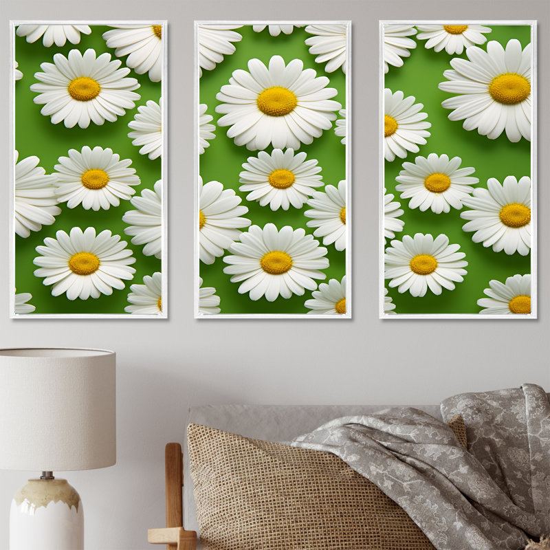 «Fields of White Daisy Florescence Dreams - Daisies», ensemble de reproduction d'art mural, H 28 po x l 36 po x P 1 po