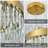 12-Lights Modern Golden Round Crystal Chandelier, 21 "Diameter, Height Adjustable, Suitable for Living Room, Dining Room, Bedroom, Kitchen Island, Porch