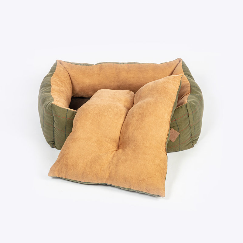Tweed Faux Suede Pet Bed, 86 cm, Green