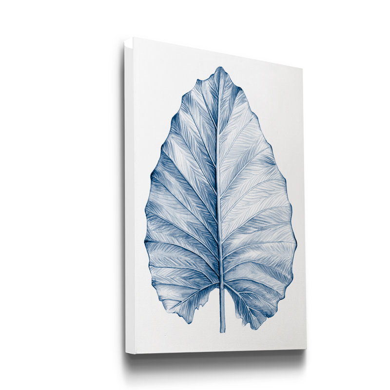 Reproduction d’art sur toile tendue « Indigo tropical Leaves III », H 12 po x l 8 po x P 1 po