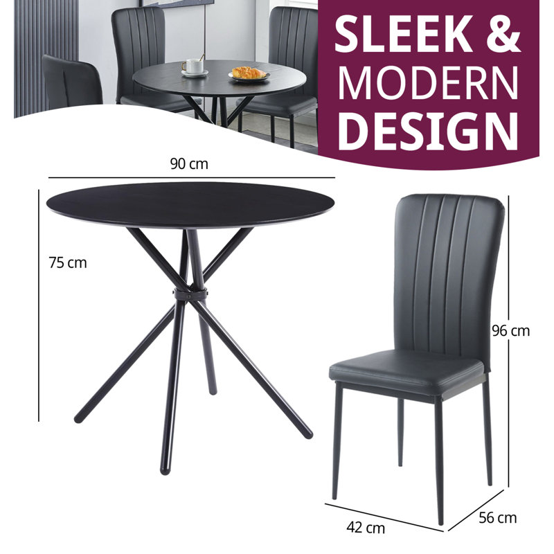 Rostin 4 - Person Dining Set, Black