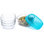 Libbey Serve It 8-Piece Glass Storage Bowl Set with 6-Cup Containers and Blue Plastic Lids
