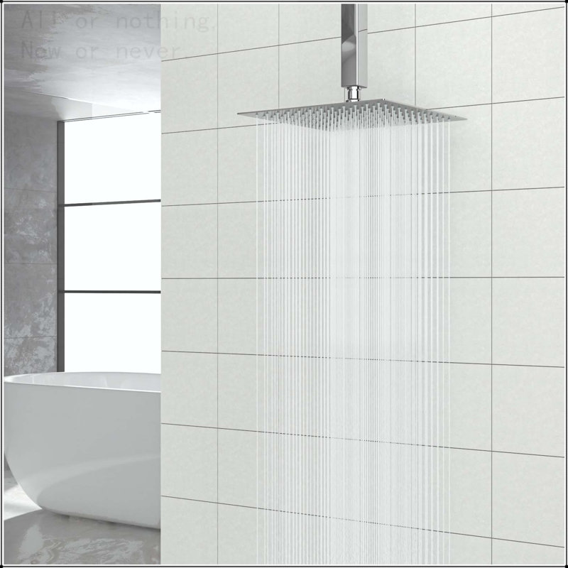 10" Square Rainfall Shower Head, Wall/Ceiling Mounted, Chrome