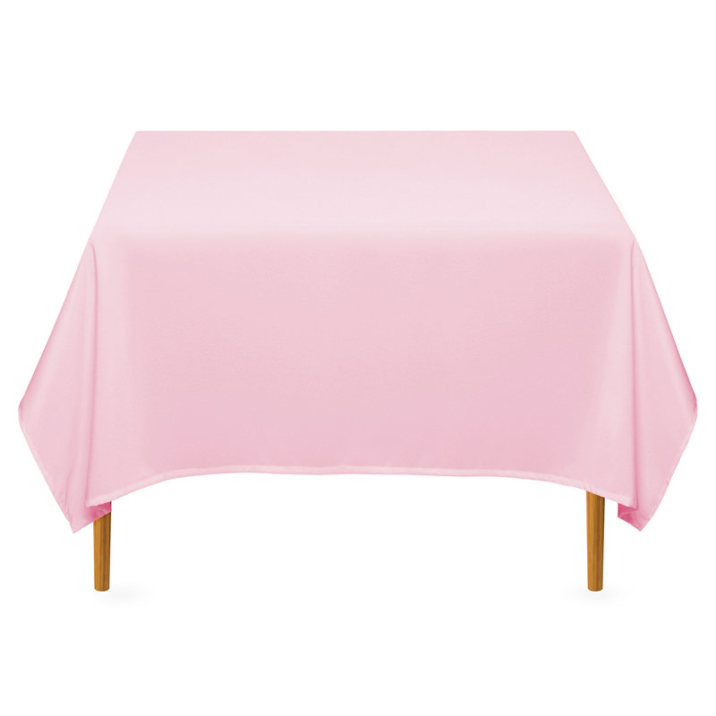  Solid Color Polyester Square Tablecloth, 70" x 70", Pink