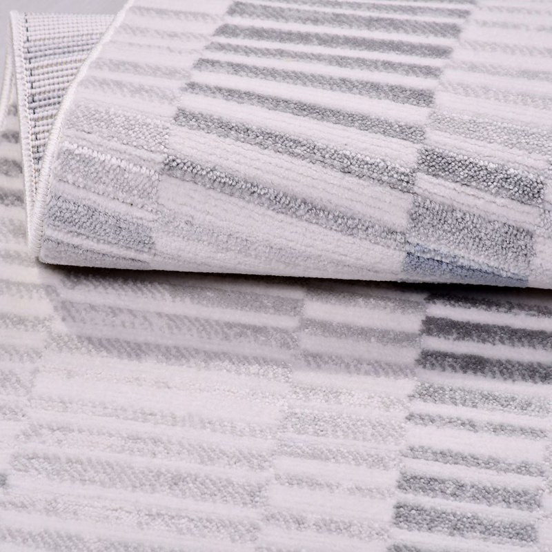 Tapis gris moderne lavable à la machine, Rectangle 2 pi 8 po x 5 pi